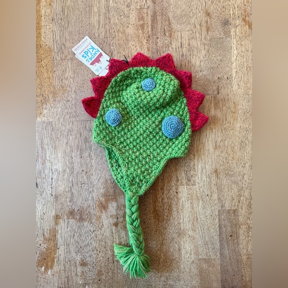 Handmade Green Dinosaur Knit Hat - Picture 1 of 2